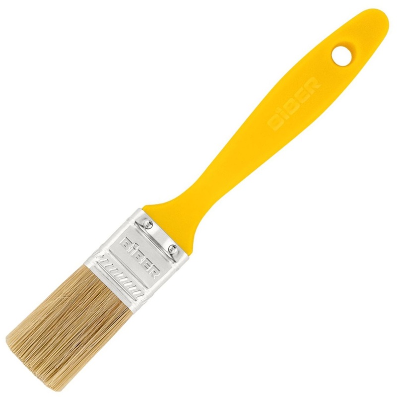 Изображение товара Кисть малярная плоская Бибер Эконом 31251 из натуральной щетины 25 мм с пластиковой рукояткой (тов-169157)