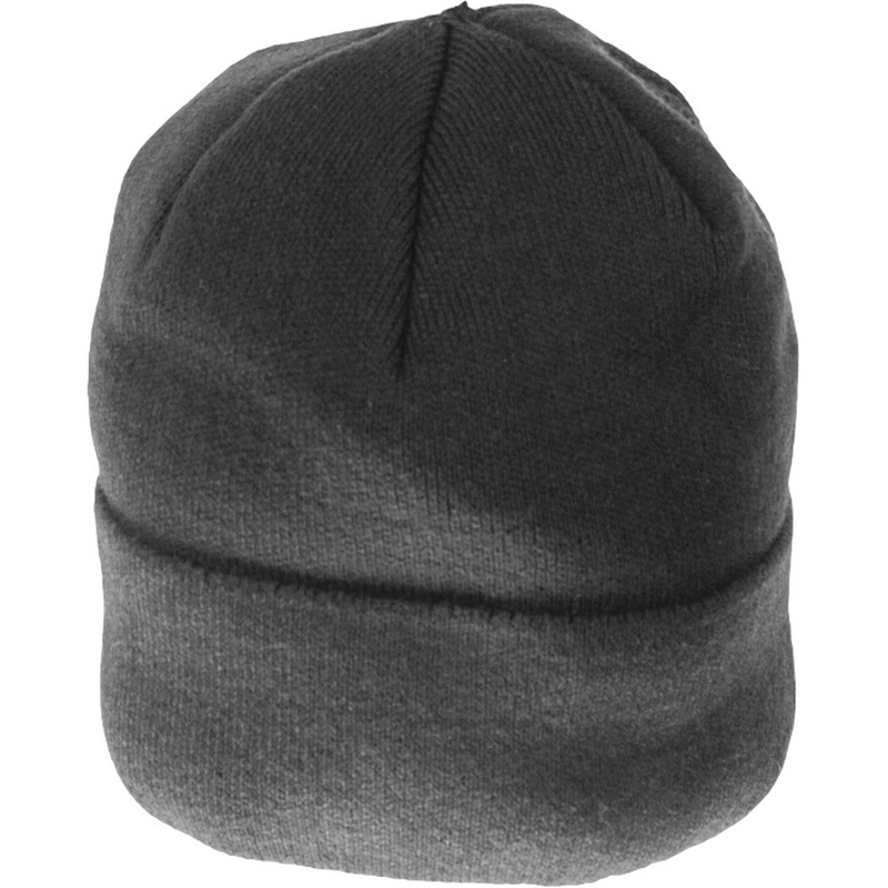 Изображение товара Шапка трикотажная чёрная с флисовой подкладкой и отворотом