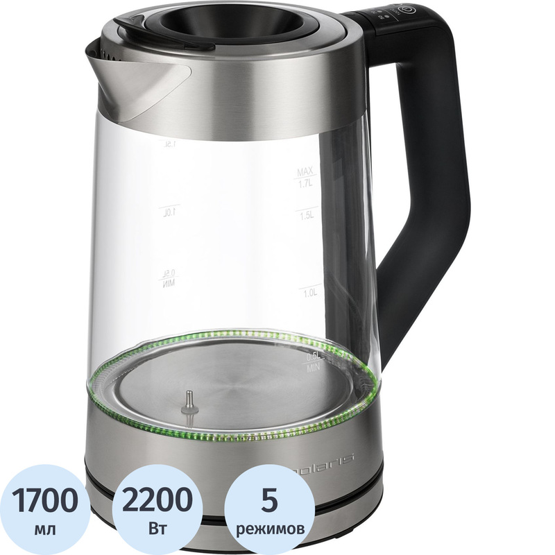 Изображение товара Электрический чайник Polaris PWK 1711CGLD серебристый 1700 мл с фильтром накипи