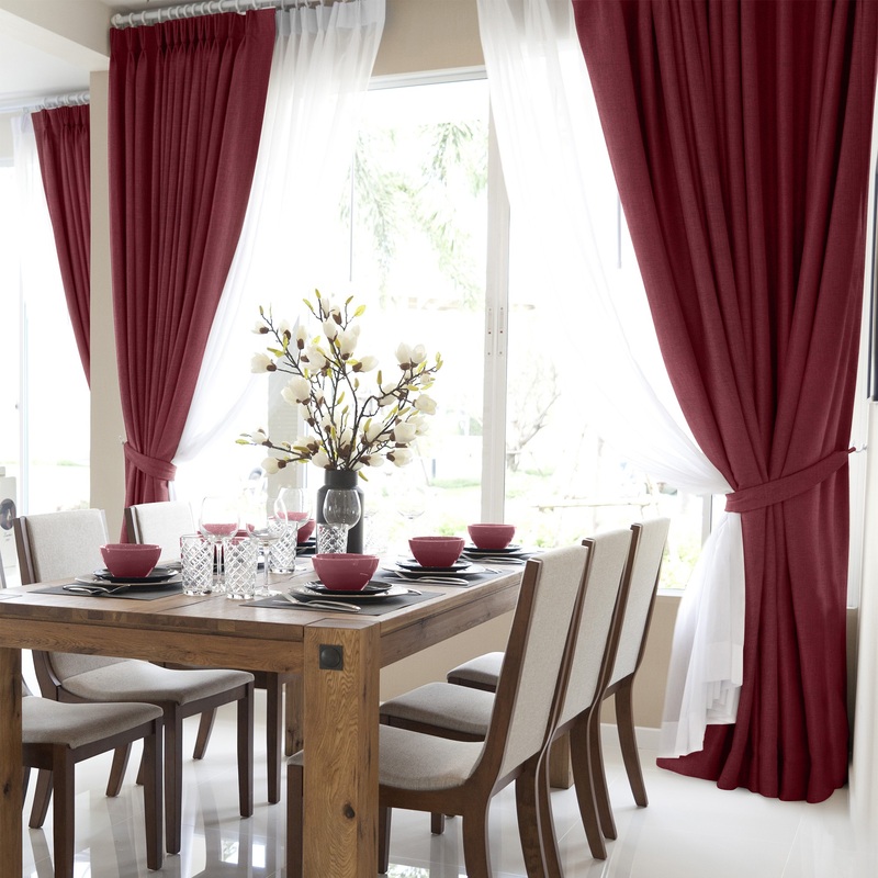 Изображение товара Комплект штор Волшебная Ночь Рогожка бордовый 165х270 см