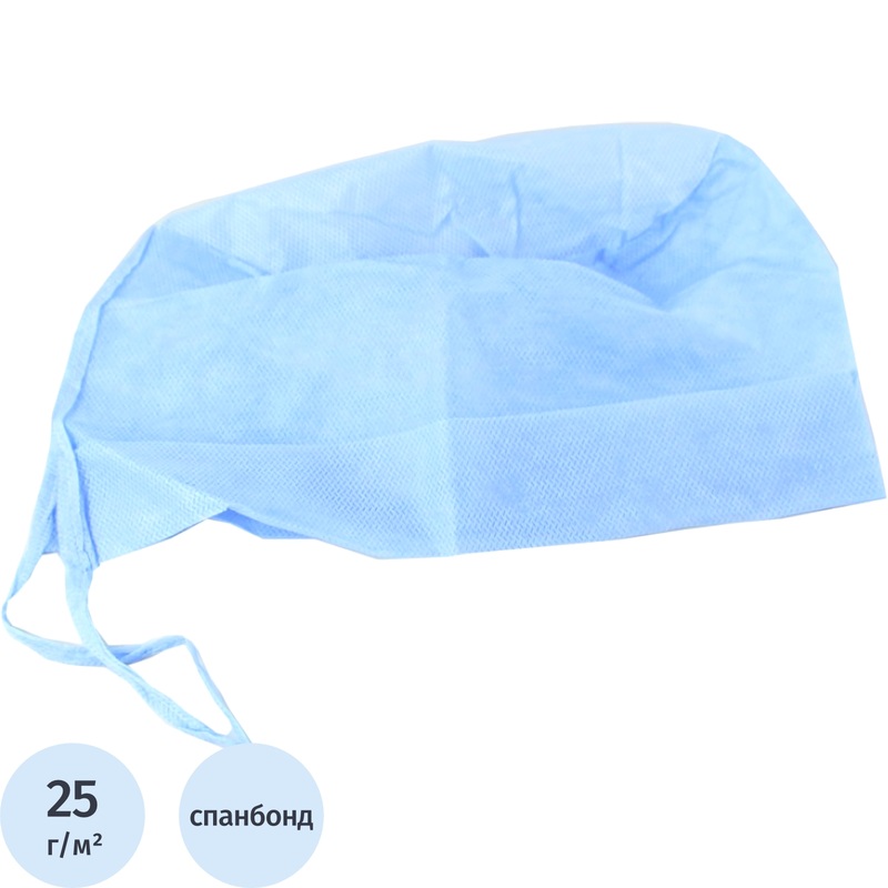 Изображение товара Одноразовая хирургическая шапочка Колпак 50 шт. голубой спанбонд