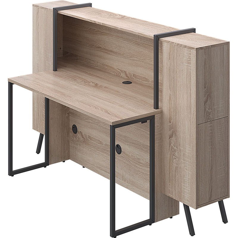 Изображение товара Стойка ресепшен прямая Volpi 140R004 (дуб альпийский/чёрный, 1950х741х1231 мм)