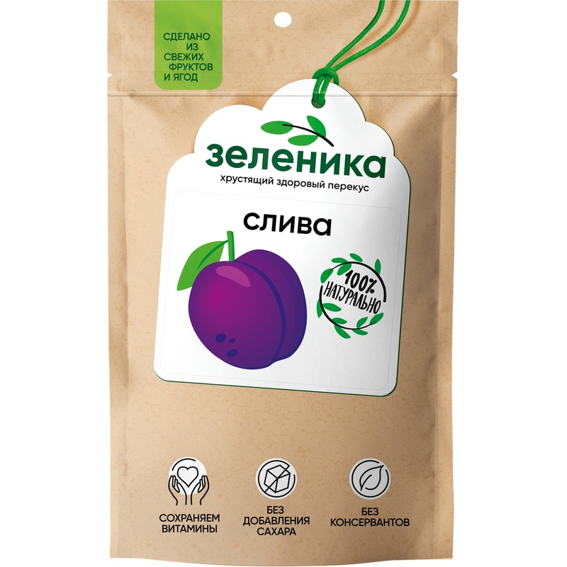 Изображение товара Слива сушёная Зеленика 20 г натуральный фруктовый перекус без добавок