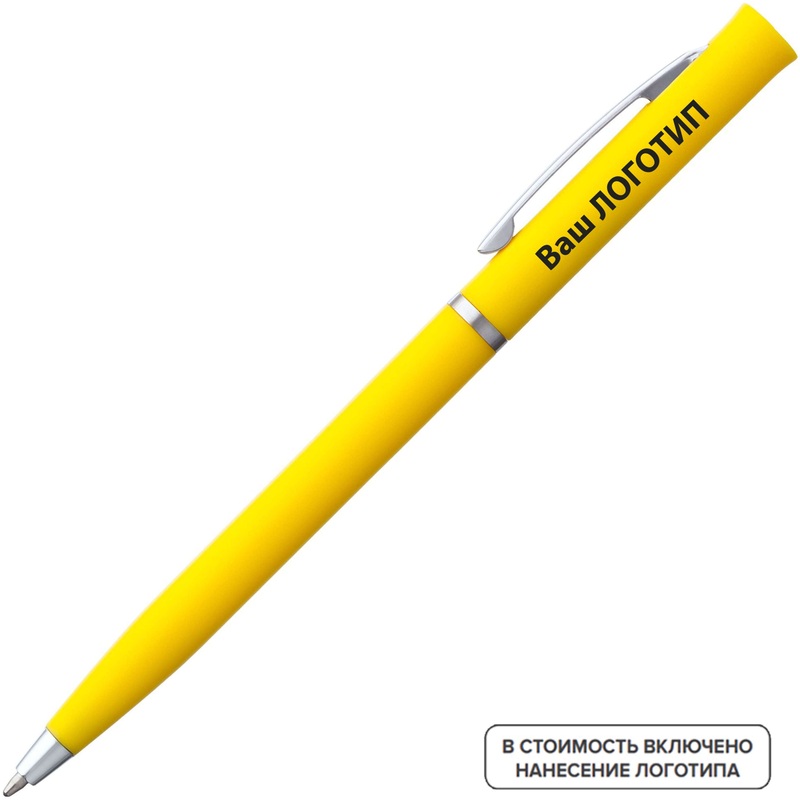 Изображение товара Ручка шариковая автоматическая EuroChrome синяя толщина линии 1 мм желтый корпус