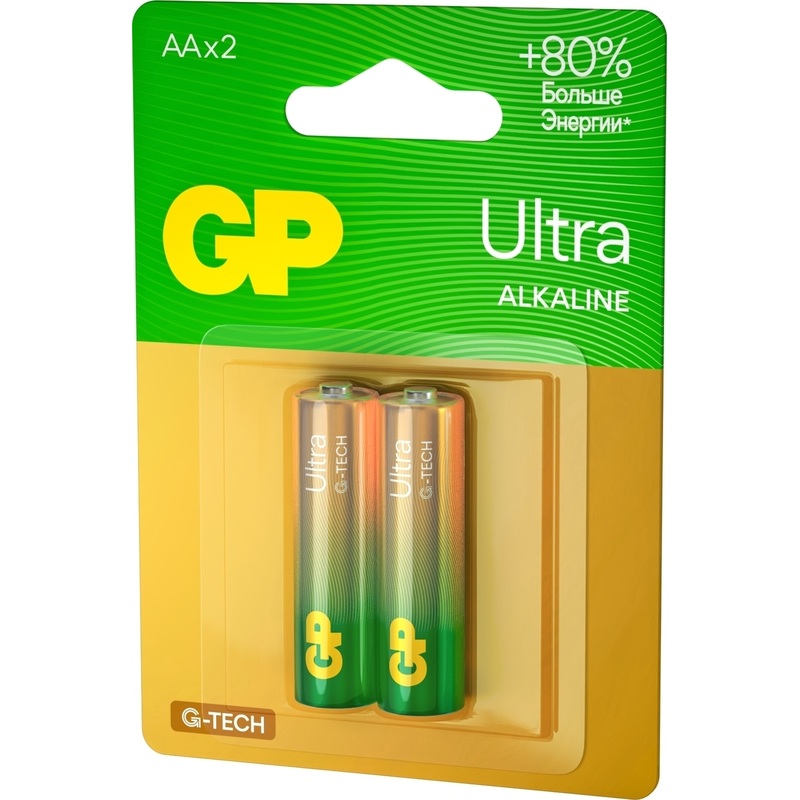 Изображение товара Батарейки АА GP Ultra 2 шт. - щелочные пальчиковые батарейки высокого качества