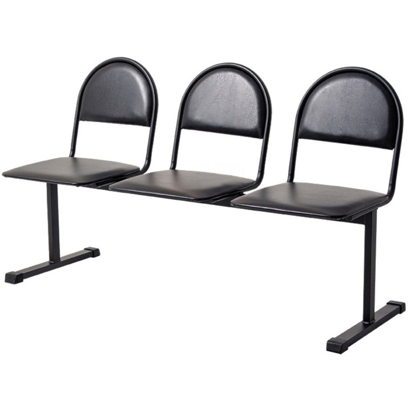 Изображение товара Многоместная секция Квинт СМ 116-03C черная (3 места, искусственная кожа/металл)