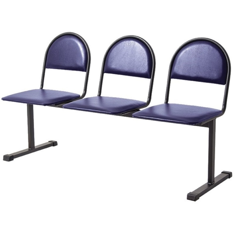 Изображение товара Многоместная секция Квинт СМ 116-03C синяя/черная (3 места, искусственная кожа/металл)