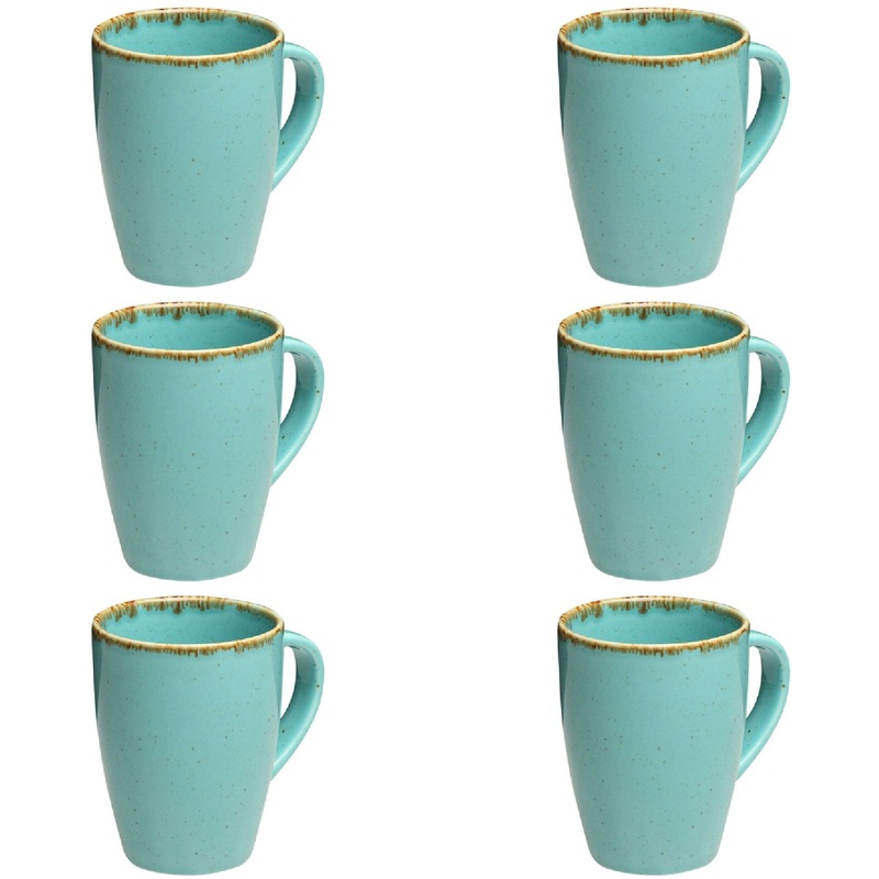 Изображение товара Набор фарфоровых кружек Porland Seasons 260 мл бирюзовых 6 штук