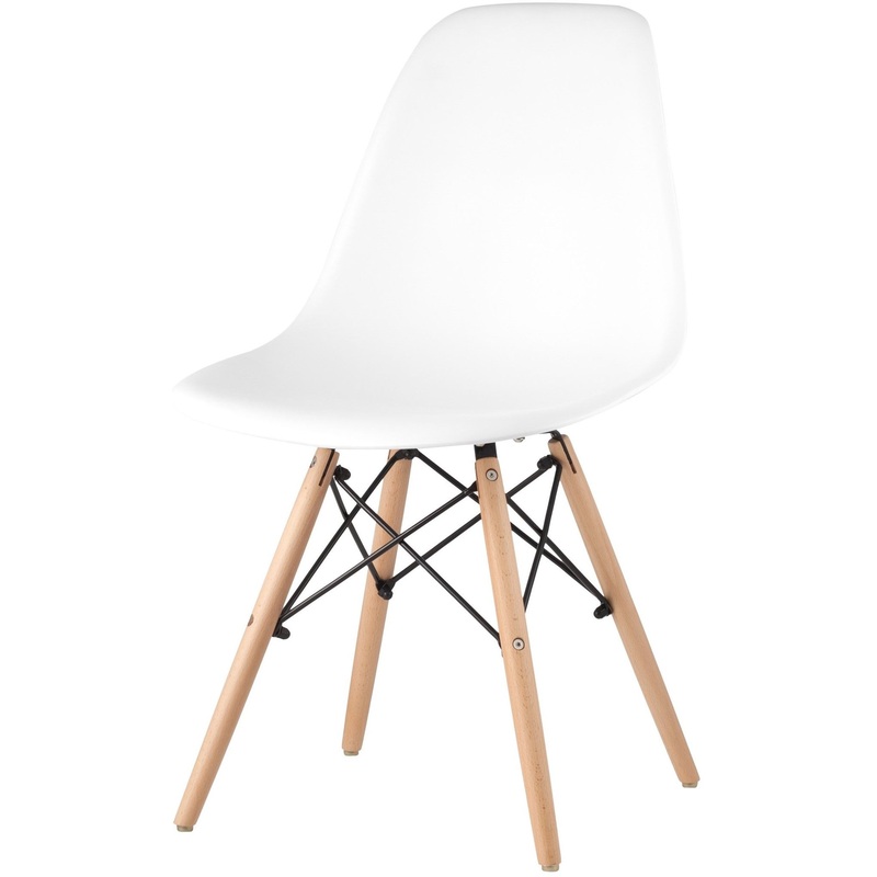 Изображение товара Стул обеденный Eames белый пластиковый с каркасом из массива дерева