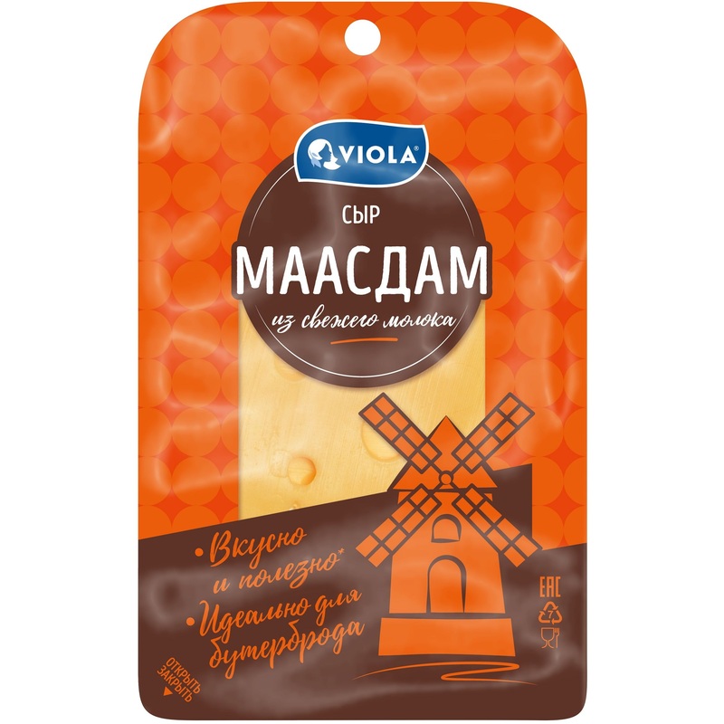 Изображение товара Сыр Viola Маасдам нарезка 45% 120 г