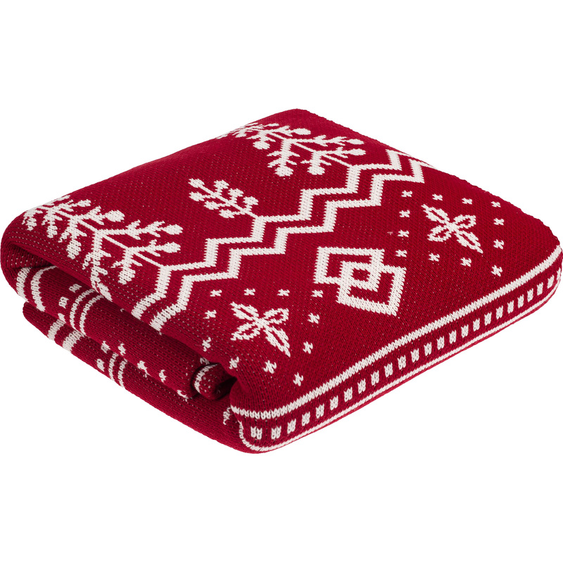 Изображение товара Плед акриловый Teplo Elnik 110x160 см красный молочно-белый зимний узор