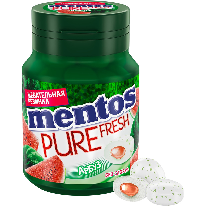 Изображение товара Ментос Pure Fresh Арбуз 54 г жевательная резинка с жидким центром