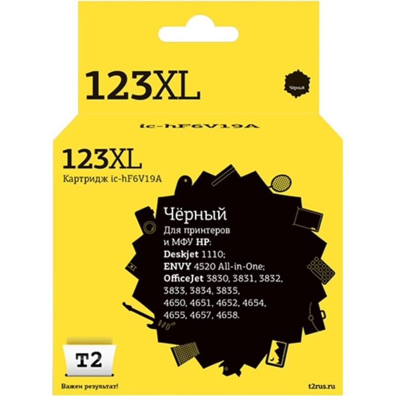 Изображение товара Картридж струйный T2 123XL IC-HF6V19A черный для HP