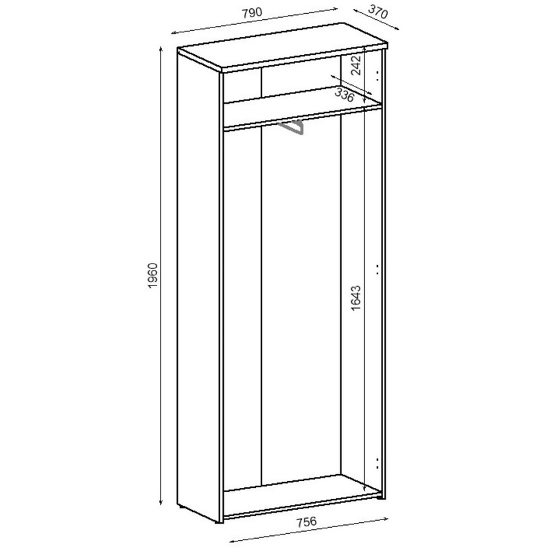 Изображение товара Шкаф для одежды new дуб 790х370х1960 мм