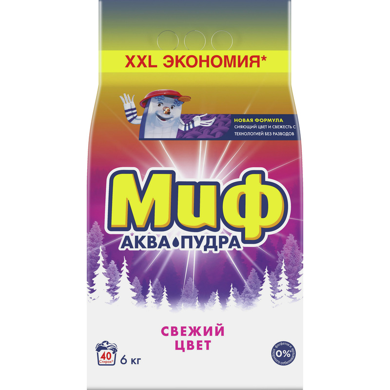 Изображение товара Порошок стиральный автомат Миф Свежий цвет 6 кг для цветного белья