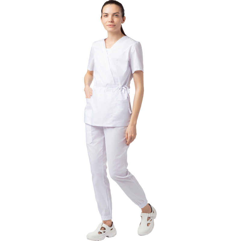 Изображение товара Женский медицинский костюм м24-КБР белый размер 48 рост 158-164