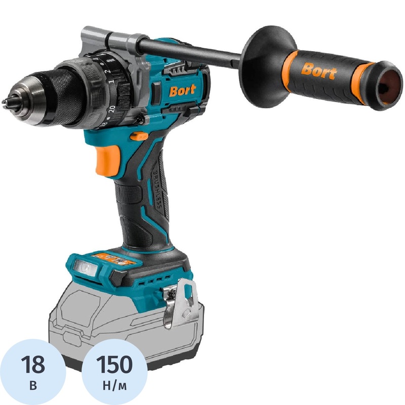 Изображение товара Аккумуляторная ударная дрель-шуруповерт Bort BAB-21X 18В бесщеточный с функциями