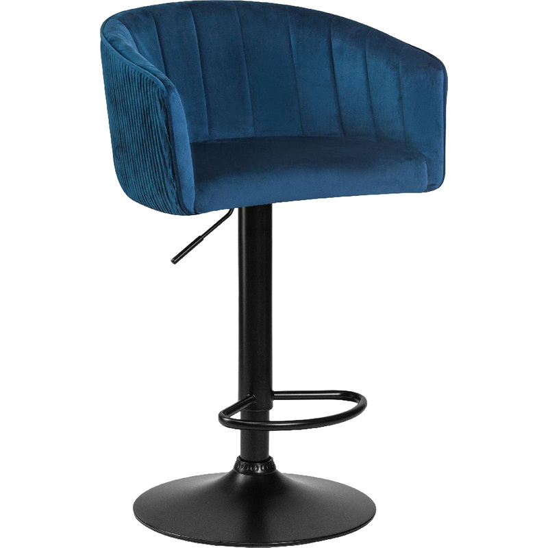 Изображение товара Стул барный Dobrin Darcy синий/чёрный (Velour/металл) с газлифтом