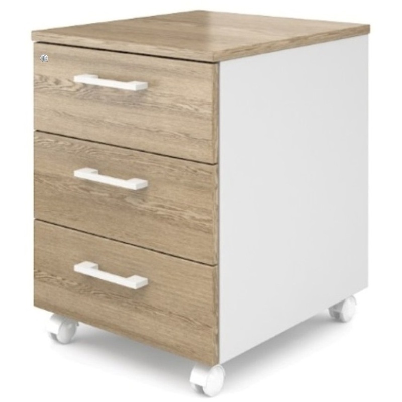 Изображение товара Тумба подкатная Alba AL-3.0 с центральным замком дуб нельсон белый 430х500х580 мм