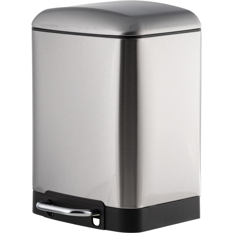 Изображение товара Уценка. Ведро мусорное Luscan 6 л нержавеющая сталь с педалью с крышкой серебристое (32.5x22.5x23 см)