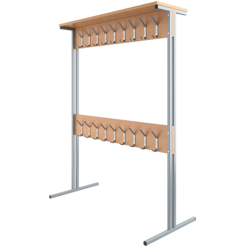 Изображение товара Напольная двухсторонняя вешалка из металла и ЛДСП с 36 крючками Россия