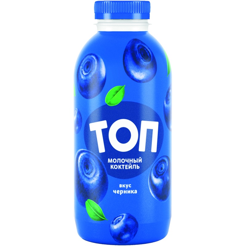 Изображение товара Коктейль молочный ТОП черника 2% 450 г — вкусный напиток для завтрака и перекуса