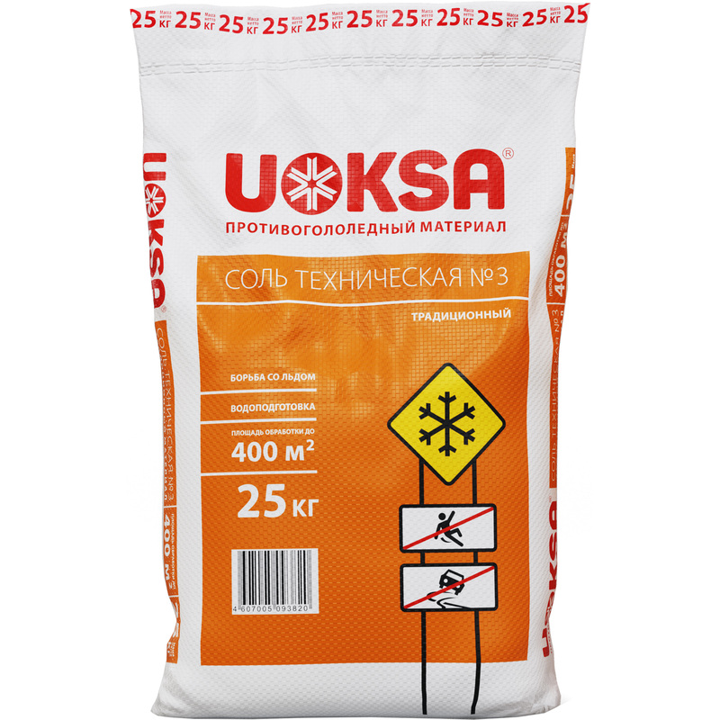 Изображение товара Реагент противогололёдный Uoksa соль технологический № 3 мешок 25 кг до -10°C