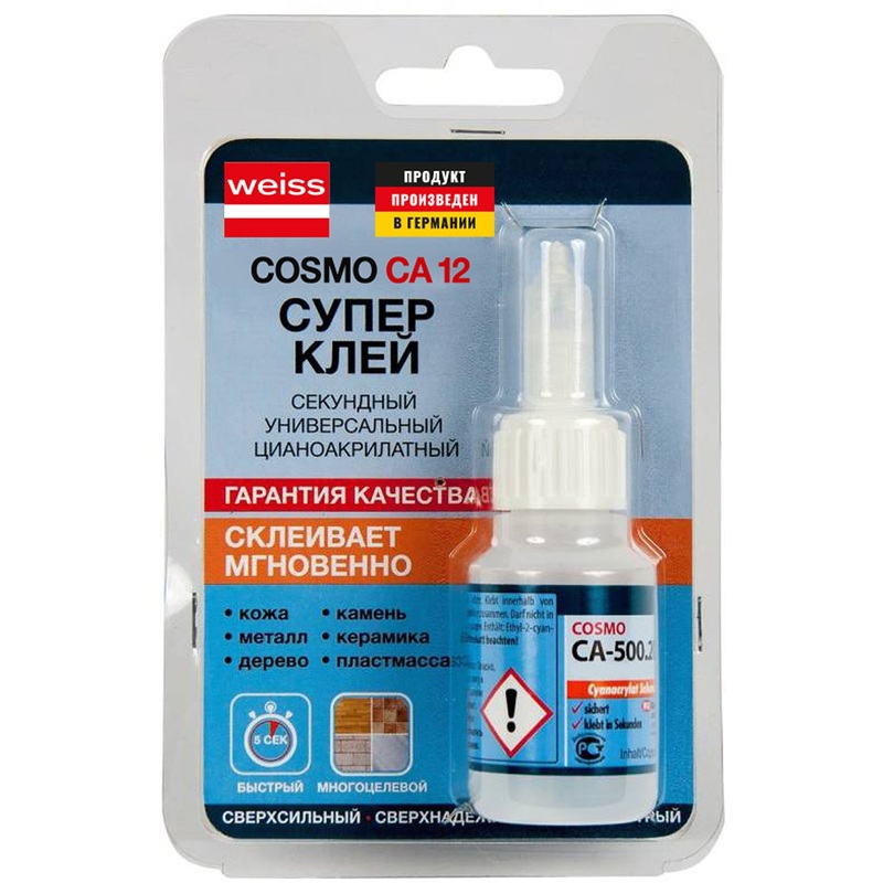 Изображение товара Клей Cosmo CA12 универсальный 19.05 мл цианакрилатный секундный прозрачный (CA-500.200-(20)-BL)