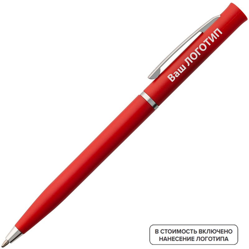 Изображение товара Ручка шариковая EuroChrome синяя 1 мм красный корпус 200 штук