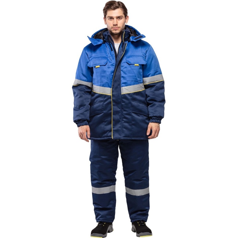 Изображение товара Куртка рабочая зимняя мужская з43-КУ с СОП васильковая/синяя из смесовой ткани (размер 56-58, рост 194-200)