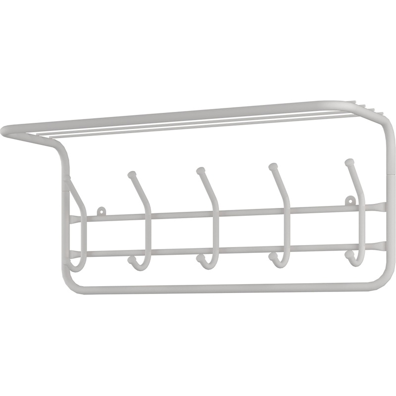 Изображение товара Вешалка настенная с полкой белая (600х220х265 мм, 5 крючков)