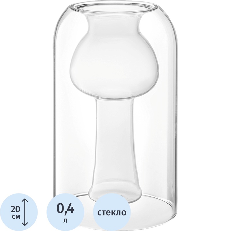 Изображение товара Ваза для цветов Bergenson Bjorn Muse прозрачная 20 см боросиликатное стекло