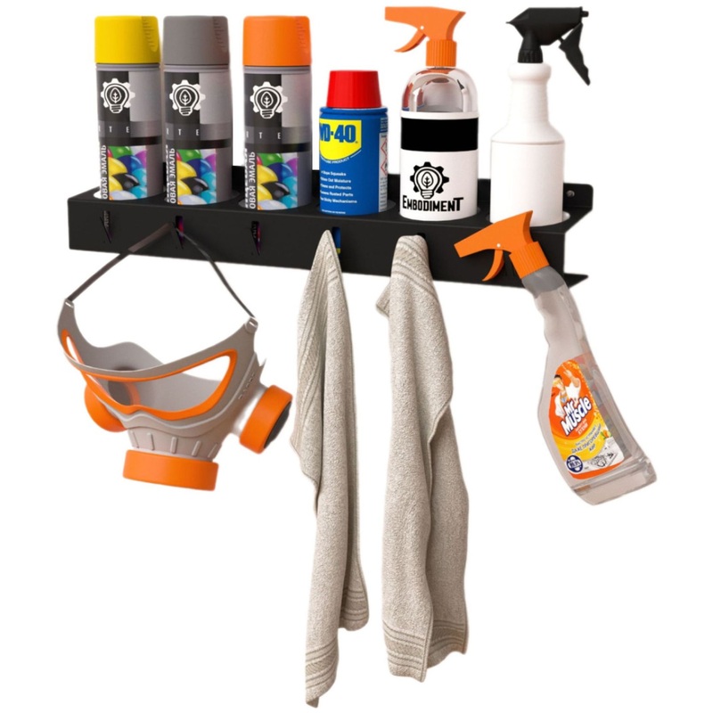 Изображение товара Держатель настенный для баллончиков Embodiment 490x81x76 мм, сталь, черный муар