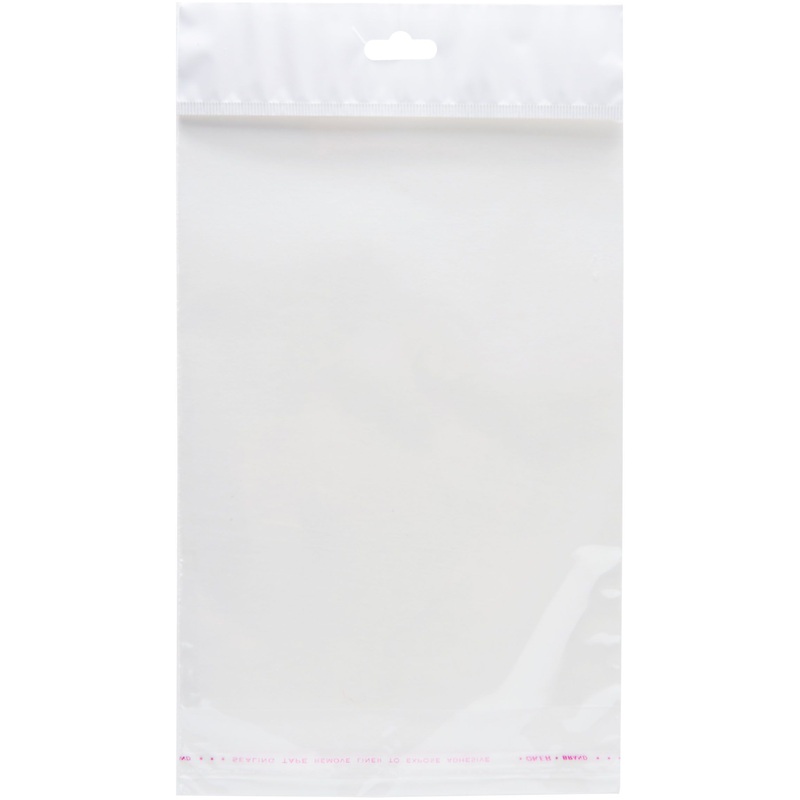 Изображение товара Пакеты БОПП 15х20 см с клеевым клапаном и европодвесом прозрачные 100 штук