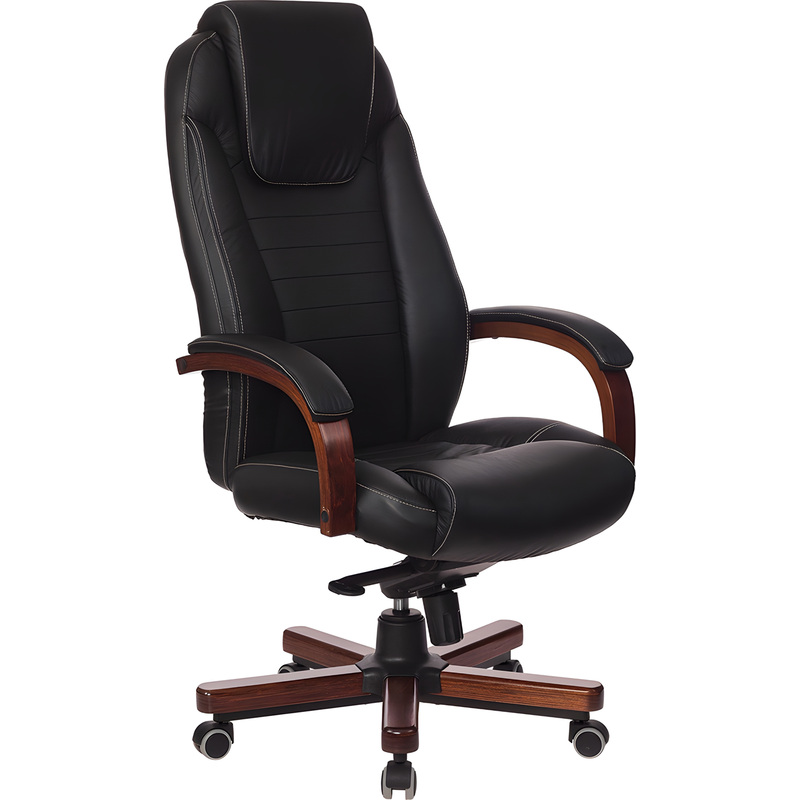 Изображение товара Кресло для руководителя Бюрократ T-9923WALNUT черное из натуральной кожи