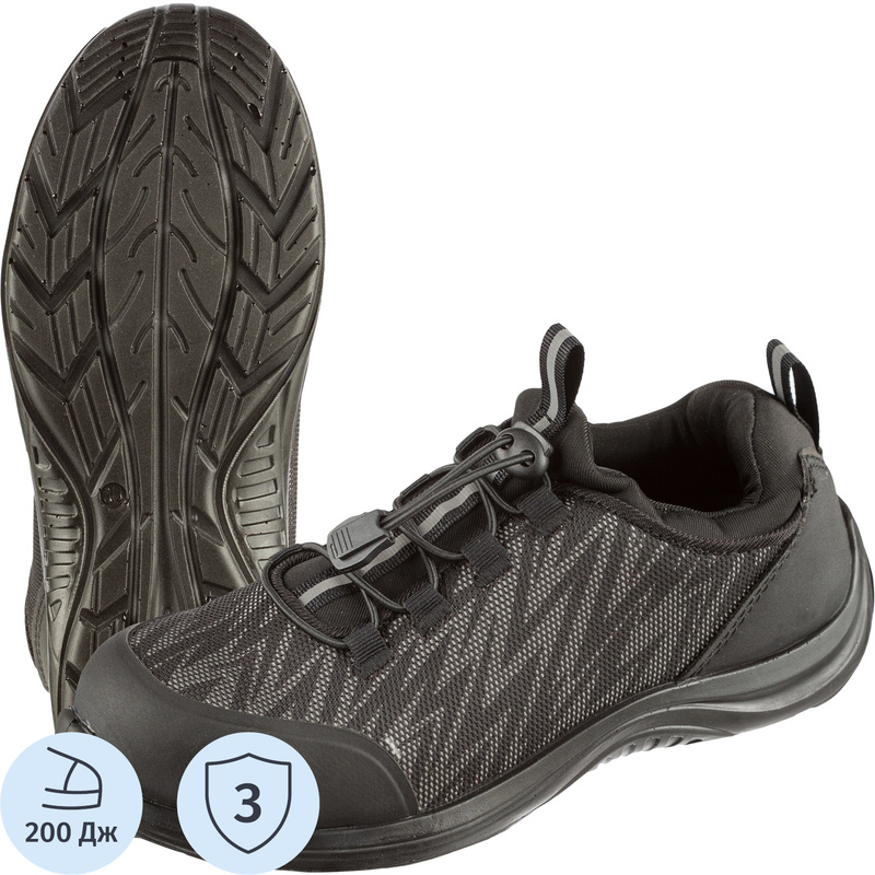 Изображение товара Рабочие кроссовки Мистраль Light ПУ из текстиля черные с металлическим подноском 36