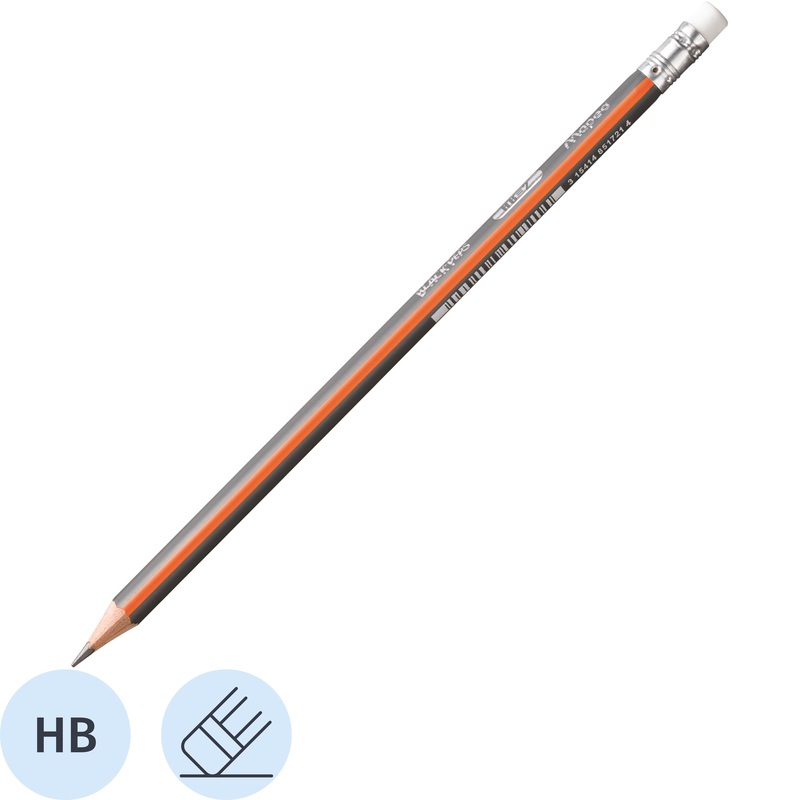 Изображение товара Карандаш чернографитный HB с ластиком Maped Black Pep's заточенный трехгранный (851721)