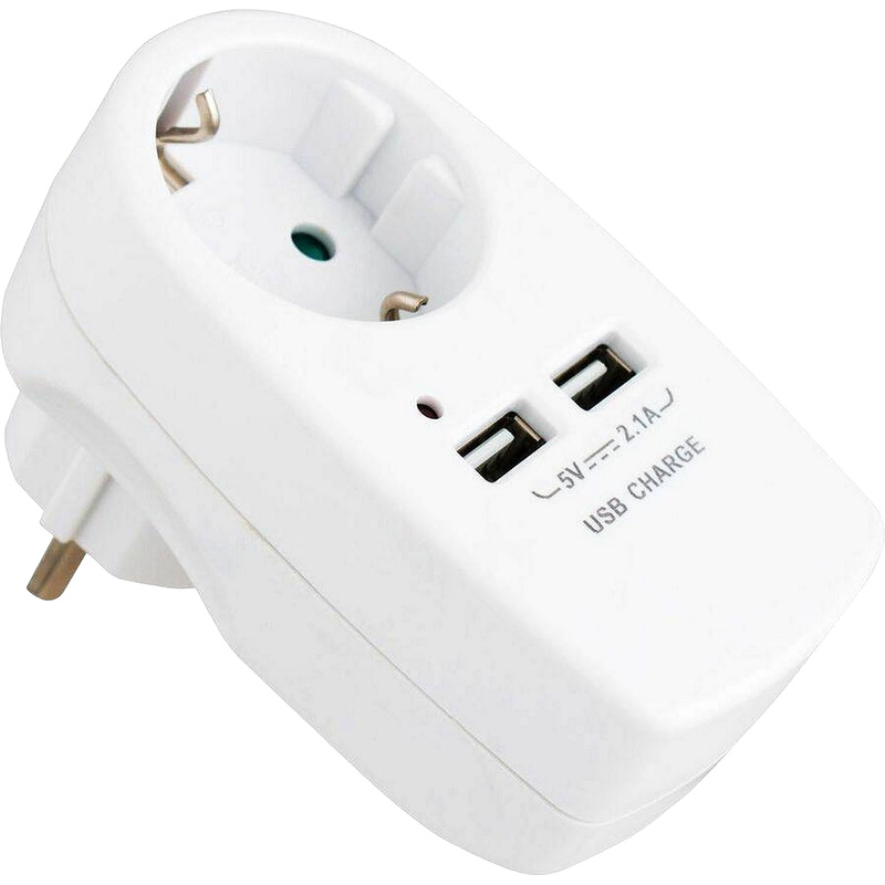 Изображение товара Переходник для розеток Старт С/А SA 1-ZD-2USB 10/60 с заземлением и USB