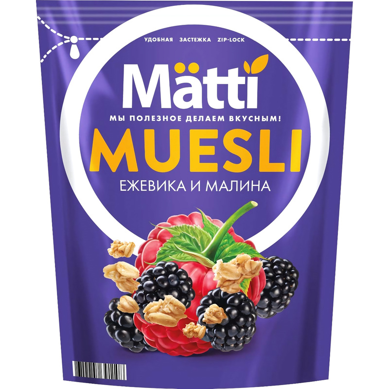 Изображение товара Мюсли Matti запеченные с ежевикой и малиной 250 г