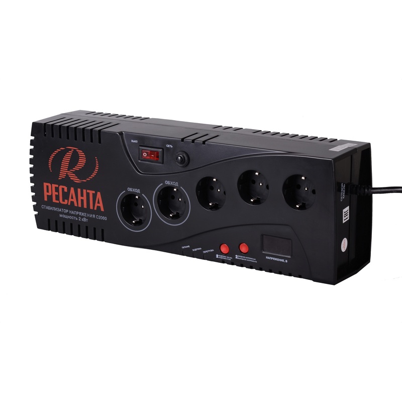 Изображение товара Стабилизатор напряжения Ресанта С2000 мощностью 2 кВт с защитой от перенапряжения