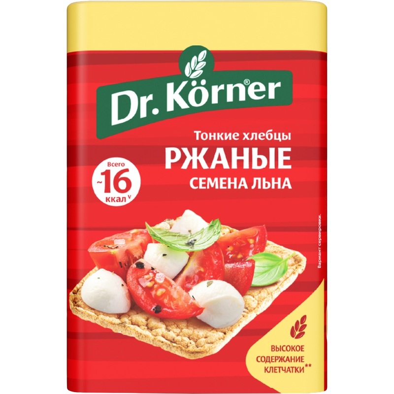 Изображение товара Хлебцы Rжaные с семенами льна Dr.Korner 10 упаковок по 100 г натуральные полезные