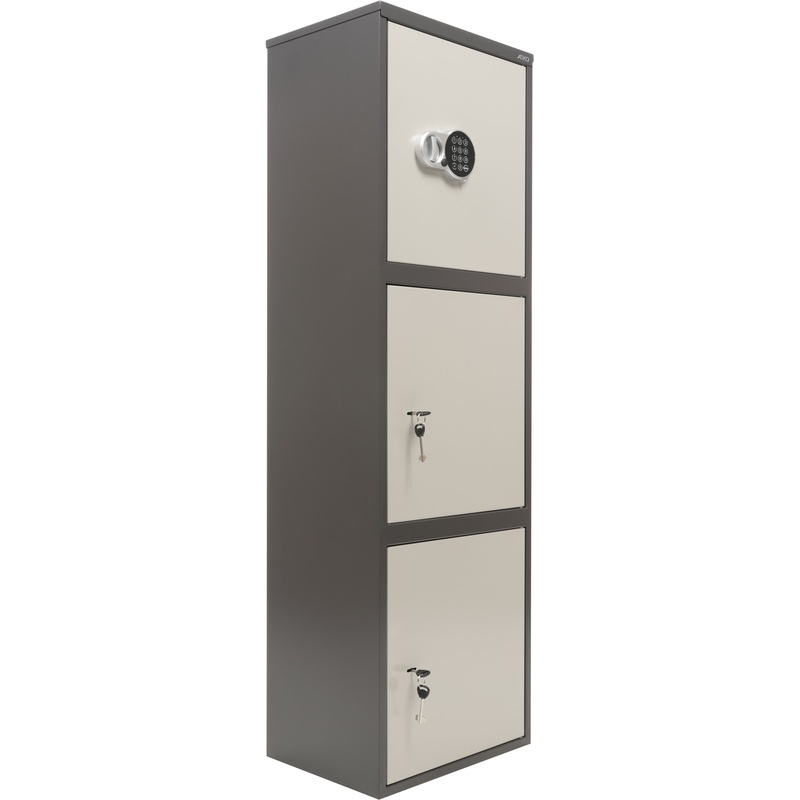 Изображение товара Металлический архивный шкаф Aiko SL-150T-EL/3 серый, 460x340x1490 мм, электронный замок