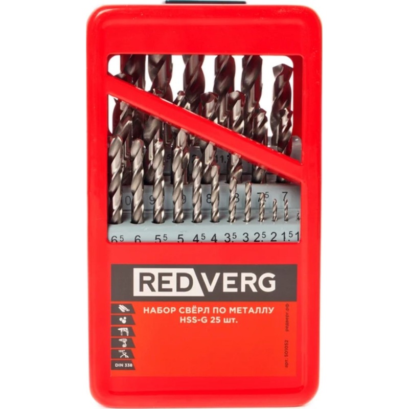 Изображение товара Набор сверл по металлу Redverg 25 предметов (501052)
