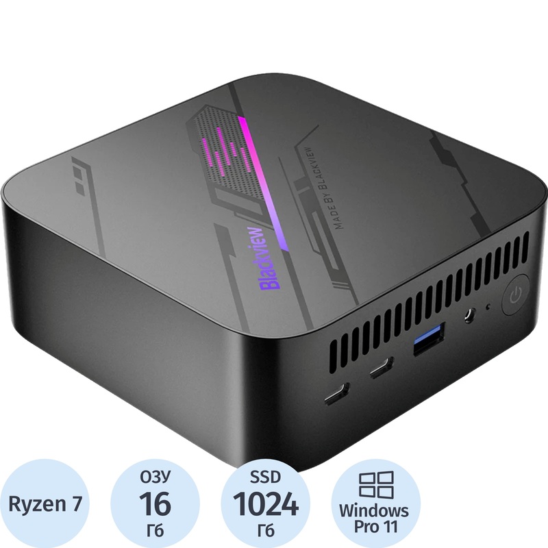 Изображение товара Неттоп Blackview MP100 Ryzen 7 16 ГБ SSD Windows 11 Pro компактный мини-компьютер