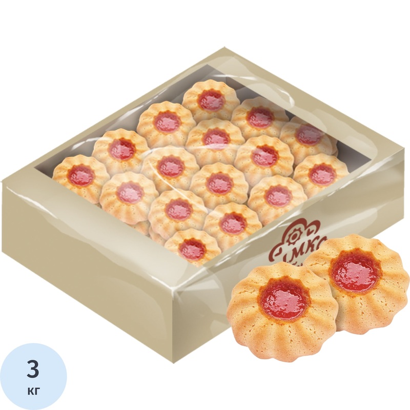 Изображение товара Печенье песочное Дымка Курабье с малиновым джемом 3 кг Россия