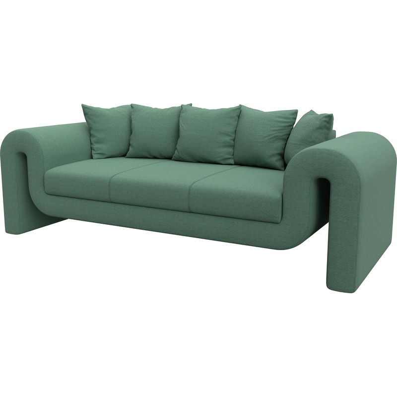 Изображение товара Диван Комфорт Волна трёхместный зелёный ткань