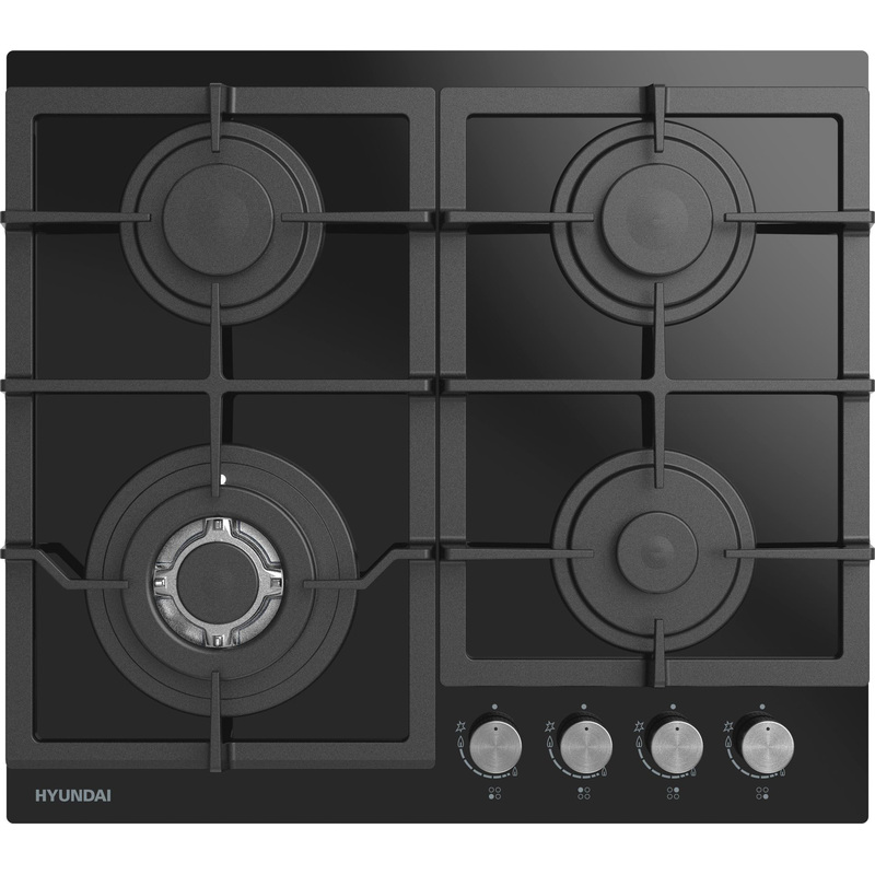 Изображение товара Газовая варочная панель Hyundai HHG 6436 BG четыре газовые конфорки черный дизайн