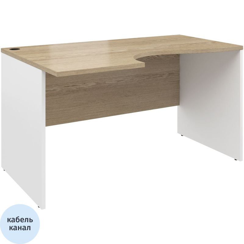 Изображение товара Эргономичный правый рабочий стол Alba AL-1.4R из ЛДСП, 1380x880x750 мм, белый дуб нельсон