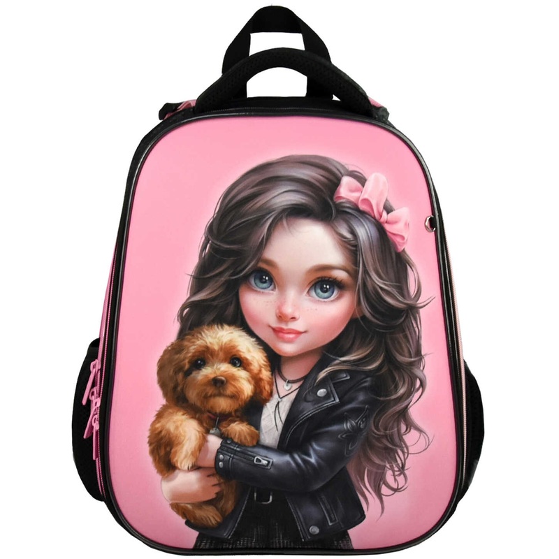 Изображение товара Ранец Феникс+ Брюнетка с собачкой розовый с двумя отделениями