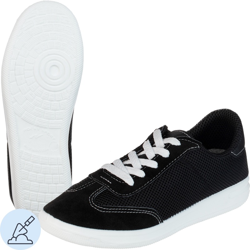 Изображение товара Кроссовки рабочие из велюра и сетки черные модель 09113-2 летние для защиты от загрязнений